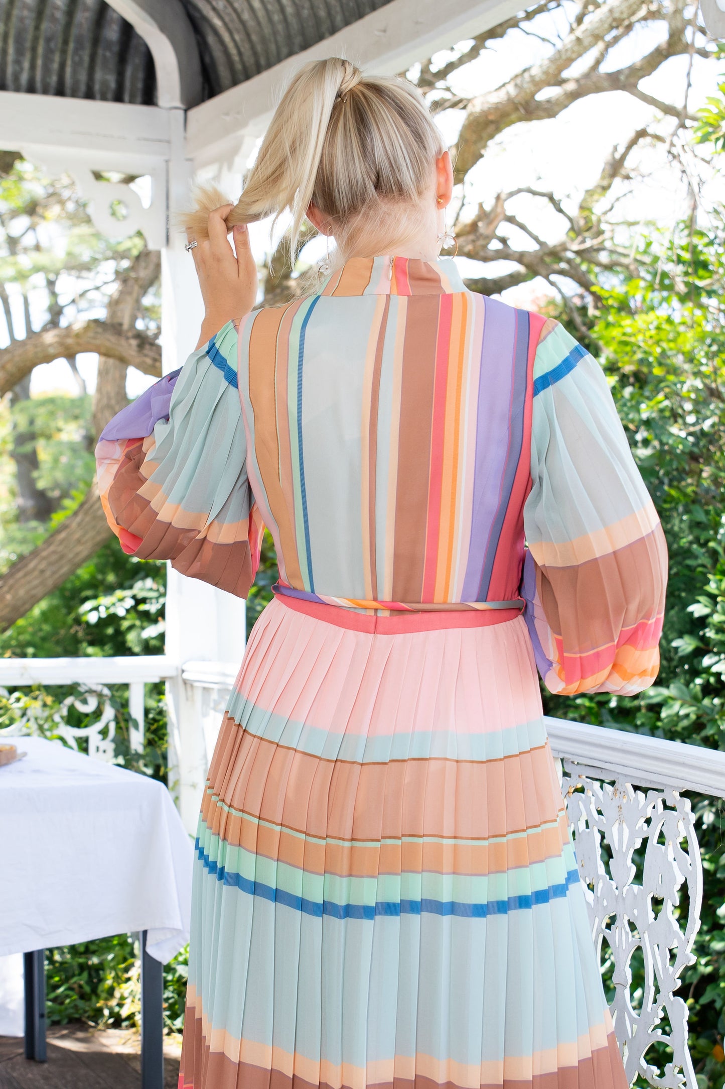 ZIMMERMANN - PLEATED RAINBOW MIDI DRESS