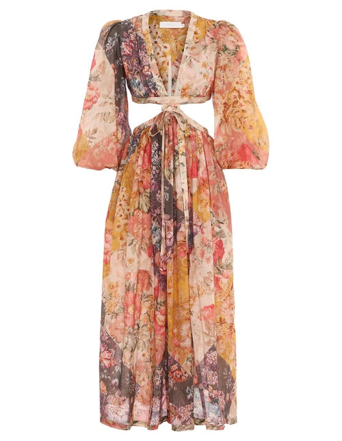 ZIMMERMANN - PATTY PATCHWORK MIDI DRESS